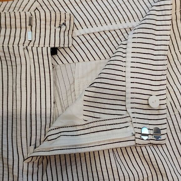 W by Worth High Rise Striped Shorts Brown/White Pleated with Pockets Size 10 - Picture 5 of 10